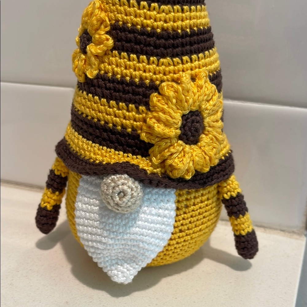 Handcrafted Sunflower Gnome Amigurumi Crochet Home Decor Flower Summer Sun - Picture 5 of 12
